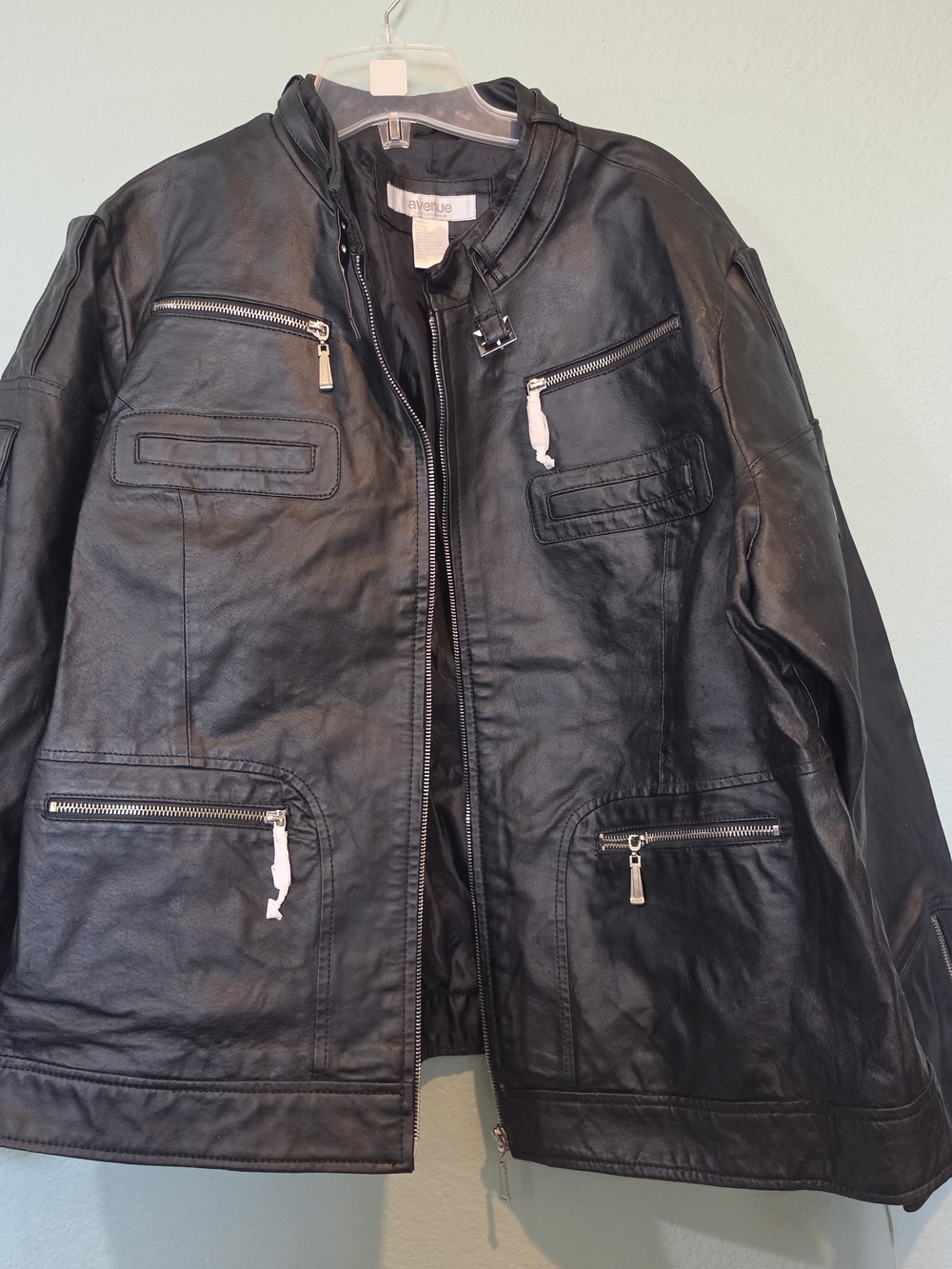 Genuine Leather Jessica London Avenue Black Biker Jacket Full Zip Sz 22 Plus NWT